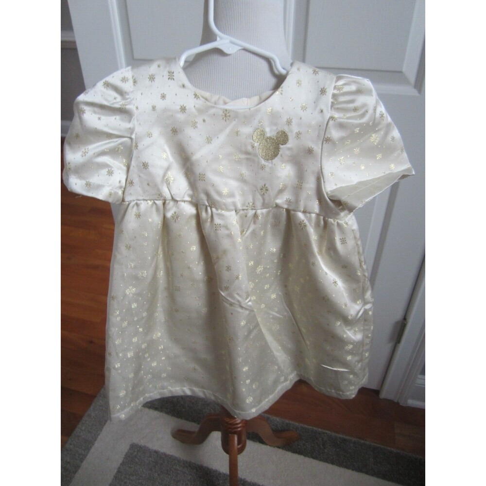 Disney Minnie Mouse  Girls Dress with  Gold Thread 7 Embroidered Mickey Ears  4